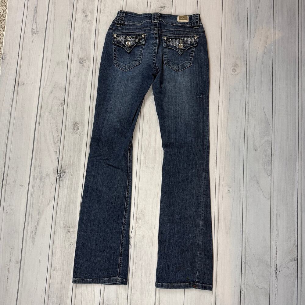 Miss Chic Y2K Bootcut Jeans Size 5 Rhinestone Glam Low Rise Denim
